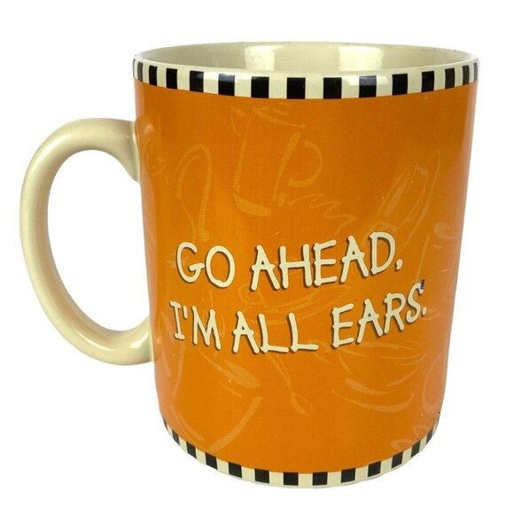Disney Mickey Mouse Jumbo Coffee Mug 24 Oz Go Ahead I'm All Ears Orange Black - Picture 4 of 7